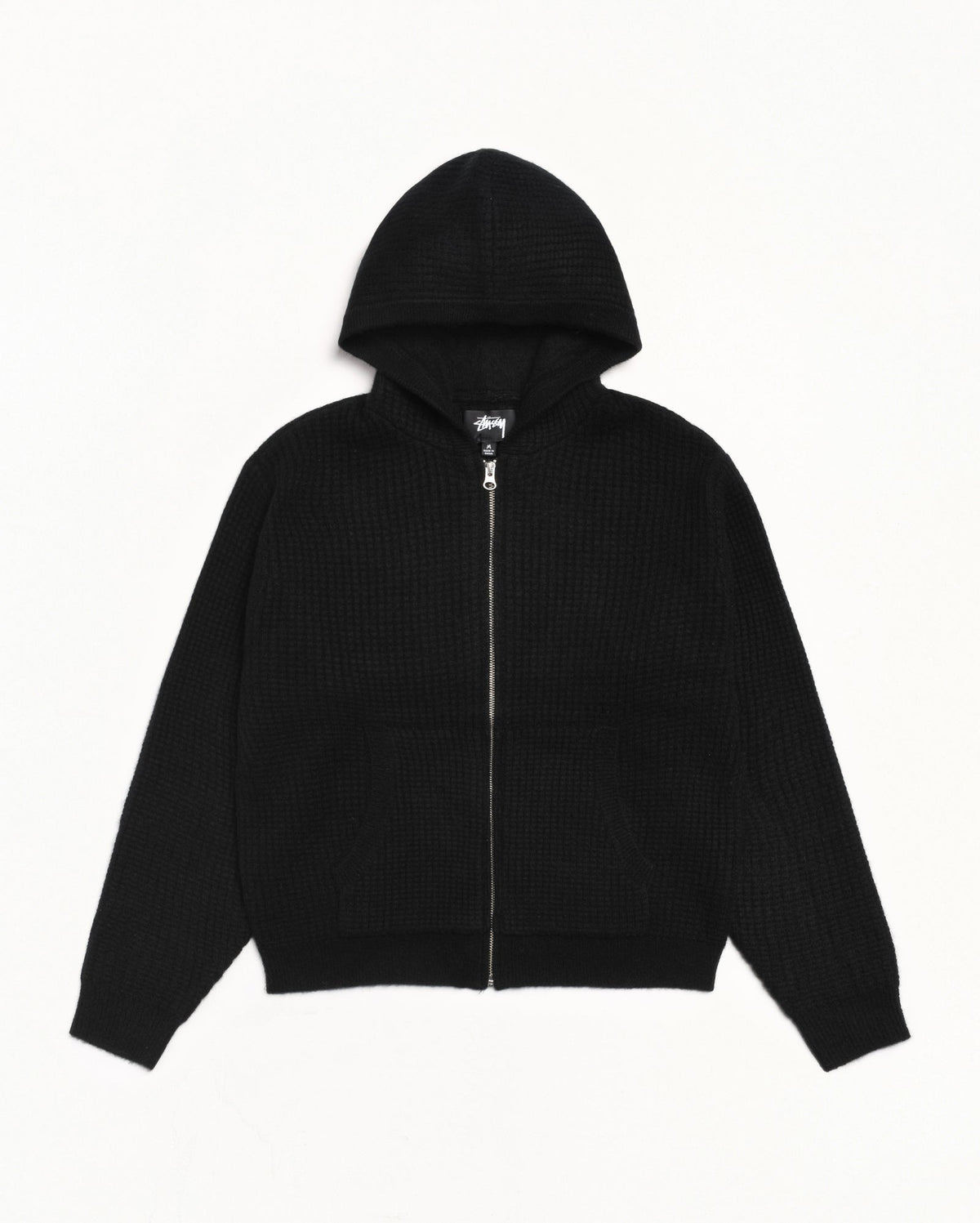WAFFLE CASHMERE ZIP HOOD SWEATER