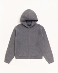 WAFFLE CASHMERE ZIP HOOD SWEATER