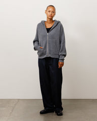 WAFFLE CASHMERE ZIP HOOD SWEATER